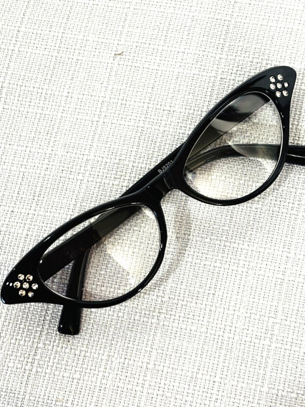 50’s Style Black Jeweled Cat Eye Eyeglasses EUC